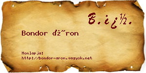 Bondor Áron névjegykártya